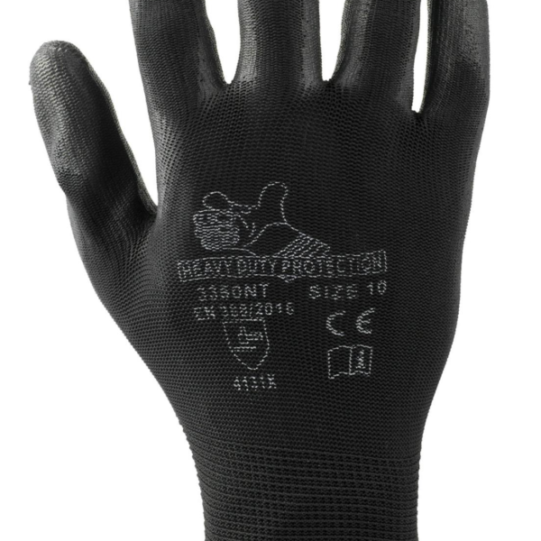 Guanti 100% Poliestere spalmato poliuretano nero Confezione da 12 paia