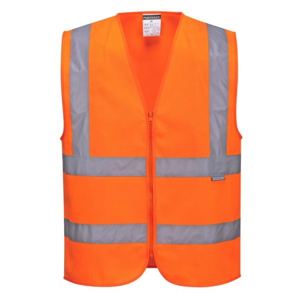 Gilet due bande orizzontali e verticali con Zip Hi-Vis C375