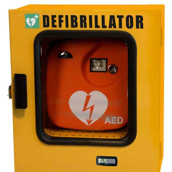 Armadietto per defibrilatore da esterno con sistema termoregolazione + allarme
